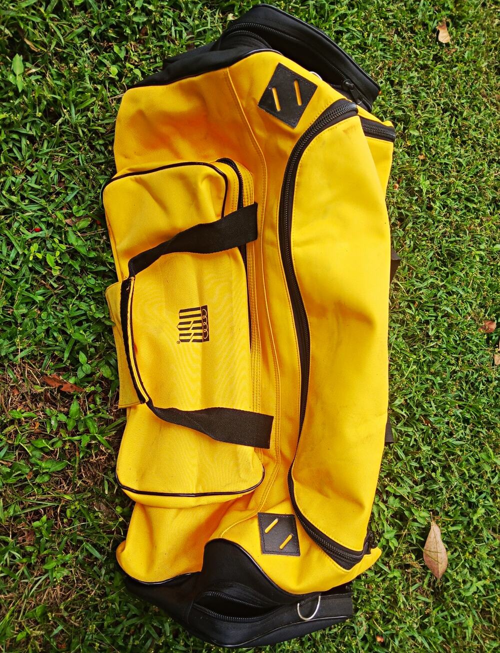 Audi Yellow/Black Duffle Bag Zip Closure Adjustable Shoulder Strap w/ Pockets
